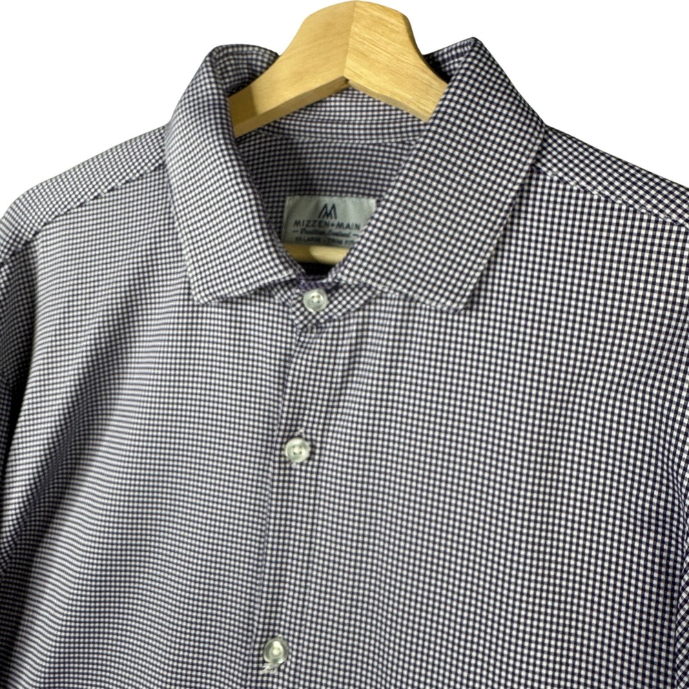 Mizzen+Main Spinnaker Purple Gingham Trim Fit Performance Dress Shirt XXL 2XL